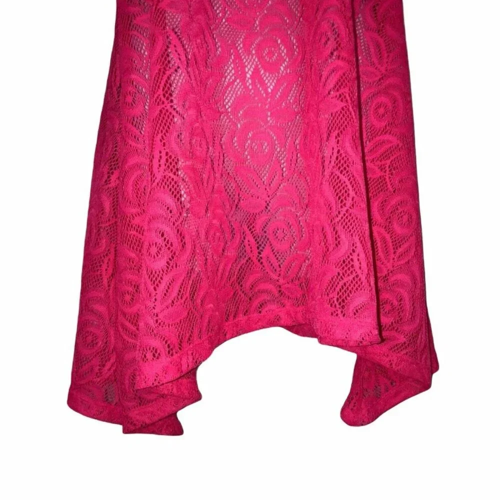 OP Ocean Pacific Swimsuit CoverUp Juniors L 11 13 Hot Pink Floral Beach Tank - Picture 3 of 9